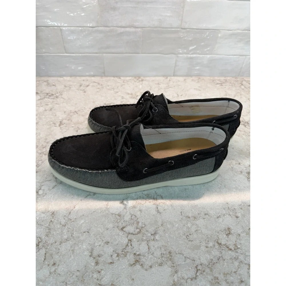 Stefano Bonfiglioli Men's Boat Shoes, Size 11, Gray & Black